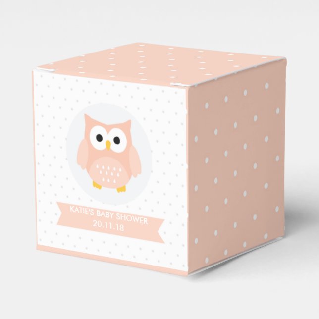 Caja Para Regalos Búho Baby Shower Favor Boxes (Costado Anverso)