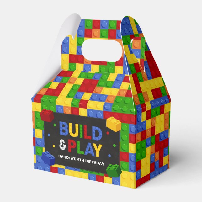 Caja Para Regalos Building Blocks Birthday Party Favor Box (Front Side)