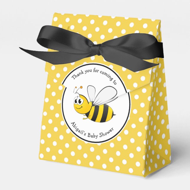 Caja Para Regalos Bumble Bee Polka Punto Baby Shower Personalizado C (Front Side)
