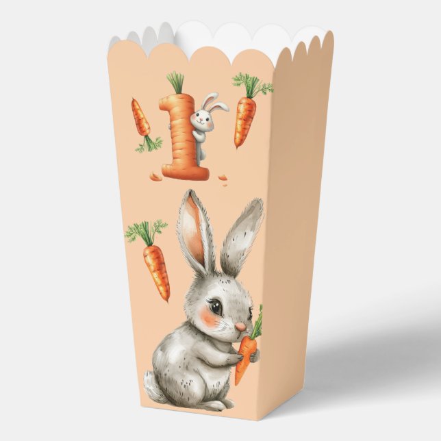 Caja Para Regalos Bunnies and Carrots Primer Fiesta de cumpleaños (Anverso)