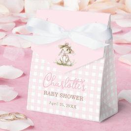 Caja Para Regalos Bunny Pink Bow Gingham Baby Shower