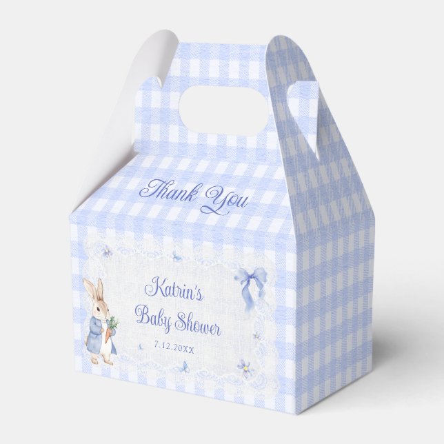 Caja Para Regalos Bunny Whimsical Rabbit Blue Baby Shower (Reverso)