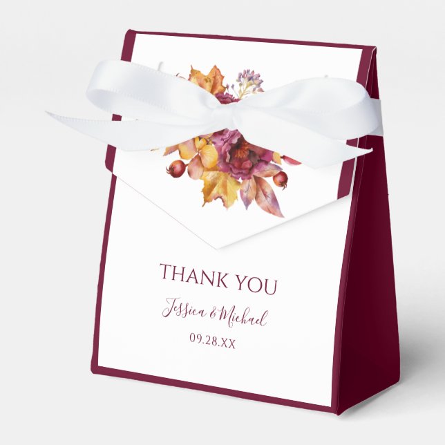 Caja Para Regalos Burgundy Fall Bouquet deja una elegante boda (Front Side)