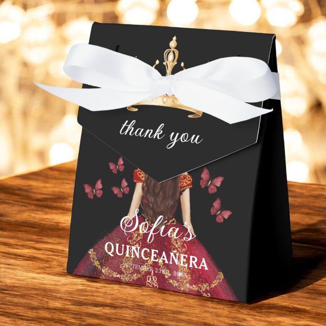 Caja Para Regalos Burgundy Floral Quinceañera Butterflies (Subido por el creador)