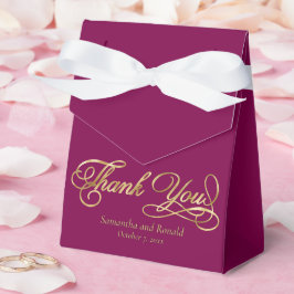 Caja Para Regalos Burgundy & Gold Foil Thank You Calligraphy Wedding