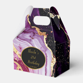 Caja Para Regalos Burgundy Red and Gold Marble Agate Birthday Party