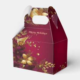 Caja Para Regalos Burgundy Red Gold Flowers Holiday Box