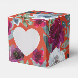 Caja Para Regalos Burgundy Verde Escarcha Azul Polvoriento Floral de