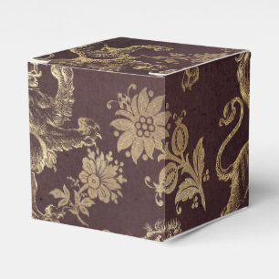 Caja Para Regalos Burgundy y patrón de león de la cosecha dorada