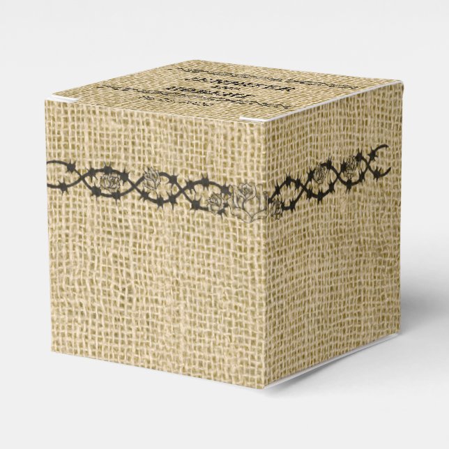 Caja Para Regalos Burlap y Birch Wedch Favor Box (Costado Anverso)