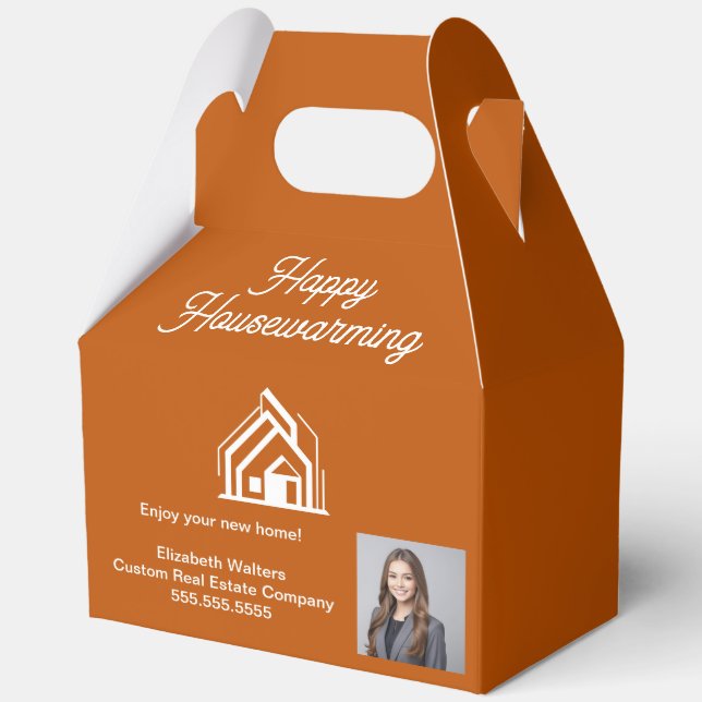 Caja Para Regalos Burnt Orange Real Estate Company Agent Photo (Anverso)
