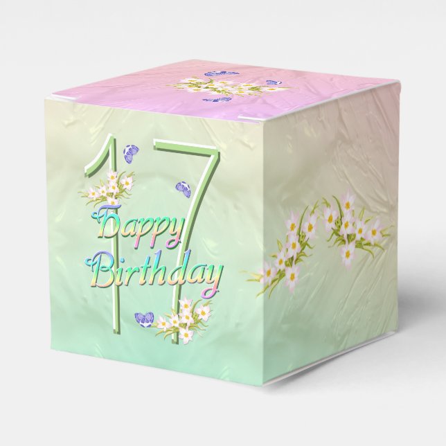 Caja Para Regalos Butterflies Rainbow Flower Fiesta de cumpleaños nú (Costado Anverso)