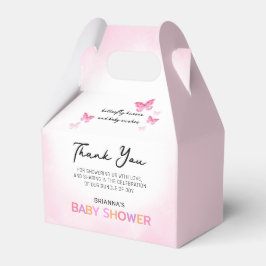 Caja Para Regalos Butterfly besa Baby Shower rosado gracias