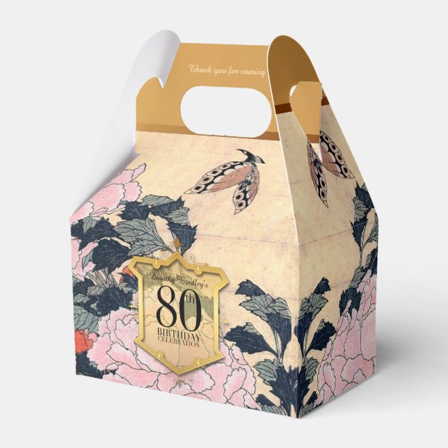 Caja Para Regalos Butterfly Peonies 80th Birthday Gracias GFB (Front Side)