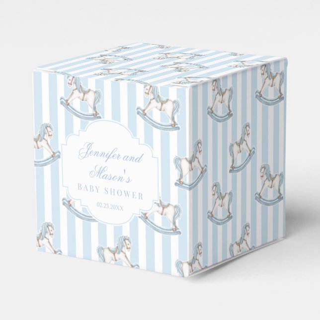 Caja Para Regalos Caballo azul pelado bebé ducha de bebé (Costado Anverso)
