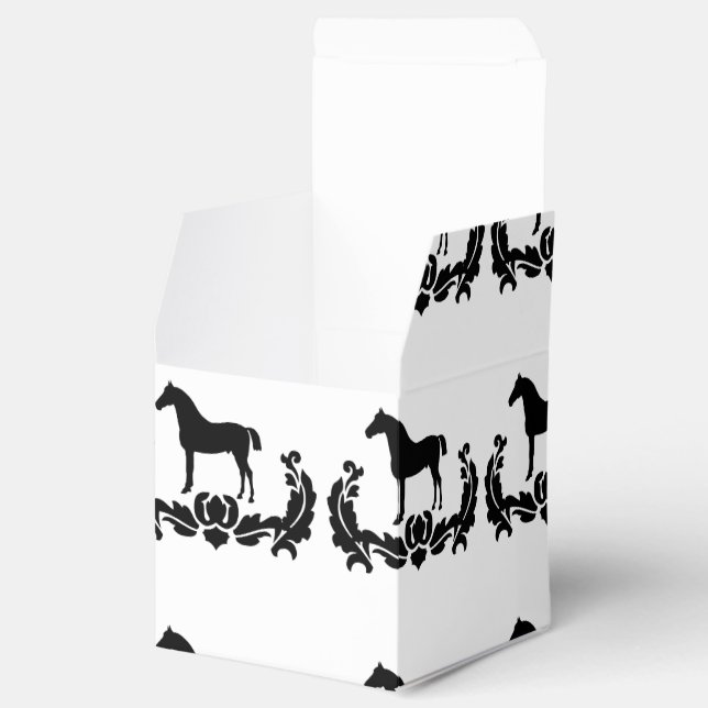 Caja Para Regalos Caballo Damask blanco y negro (Abierto)