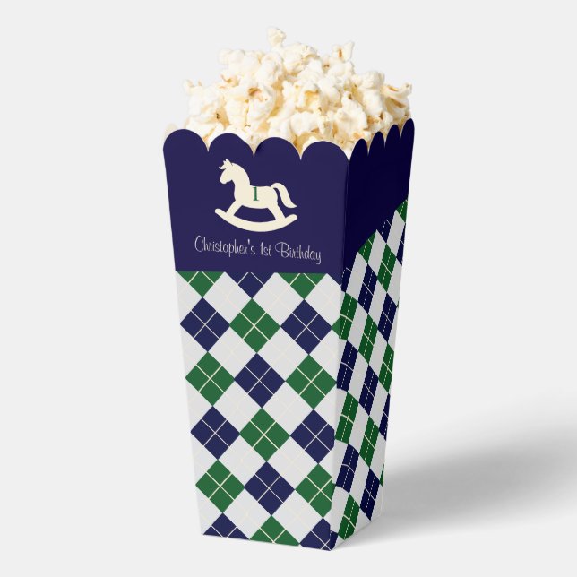 Caja Para Regalos Caballo de Balanza Preppy Argyle Cumpleaños 1 (apareció)
