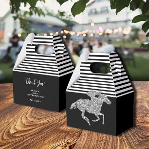 Caja Para Regalos Caballo de carreras de plata franjas blancas negra