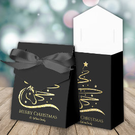 Caja Para Regalos Caballo de Navidad purpurina de oro Ecuestre