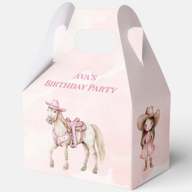 Caja Para Regalos Caballo lechero Rosa Fiesta de Cumpleaños 00 (Reverso )