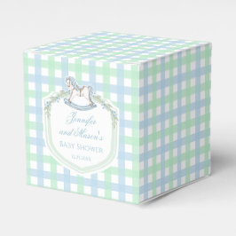 Caja Para Regalos Caballo verde azul pastel escudo bebé ducha