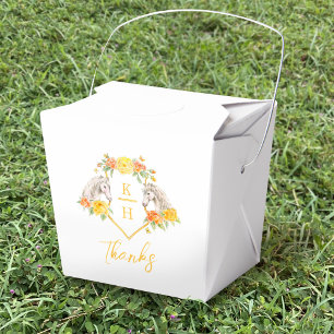 Caja Para Regalos Caballos grises y rosas amarillas en monograma gra