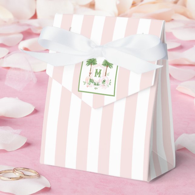 Caja Para Regalos Cabana Stripes Palm Beach Monogram Crest (Boda)