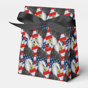 Caja Para Regalos Cabeza de águila calva y bandera estadounidense