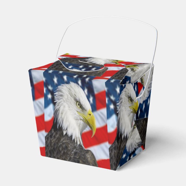 Caja Para Regalos Cabeza de águila calva y bandera estadounidense (Front Side)