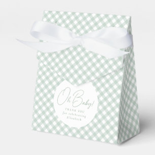 Caja Para Regalos Cabina de bebé neutra de gingham verde de sabio
