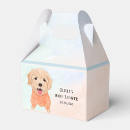 Caja Para Regalos Cachorro Cuidadoso Con Watercolor Boy Baby Shower