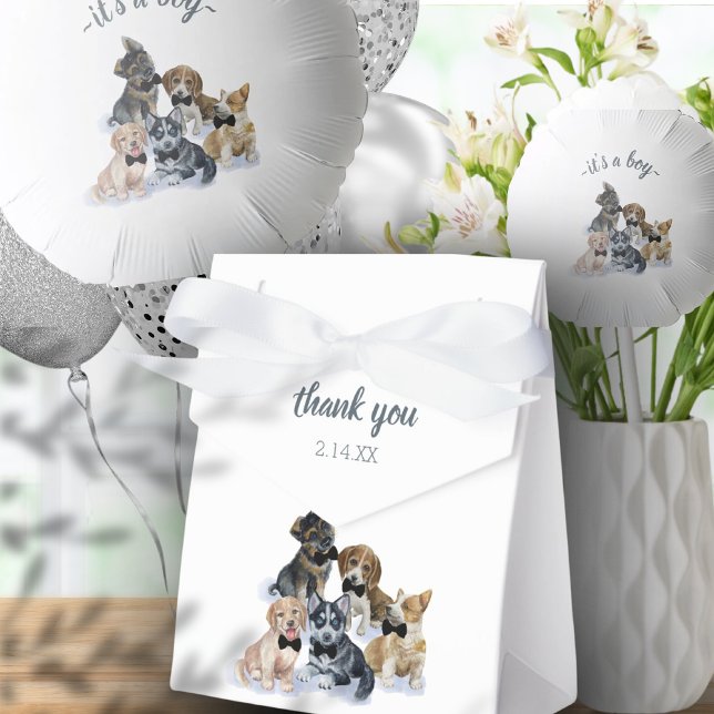 Caja Para Regalos Cachorro puro | Black Tie Elegant Cute Baby Shower (Pure Puppy | Black Tie Elegant Cute Baby Shower Favor Boxes)