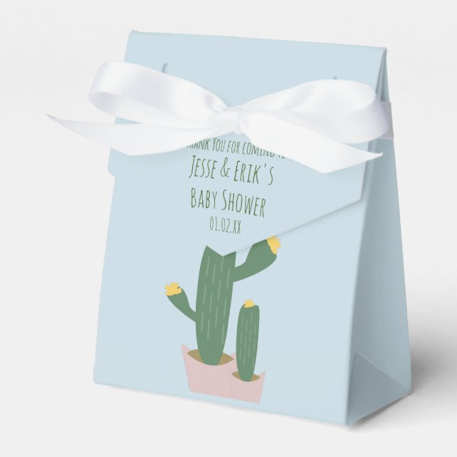 Caja Para Regalos Cactus Cupcakes Baby Shower Gracias Rosa Azul (Front Side)