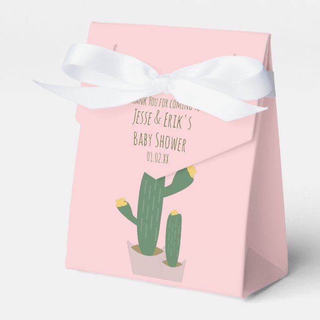 Caja Para Regalos Cactus Cupcakes Baby Shower Gracias Rosa Azul (Front Side)