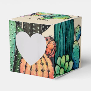 Caja Para Regalos Cactus Garden Cute Watercolor En Pot