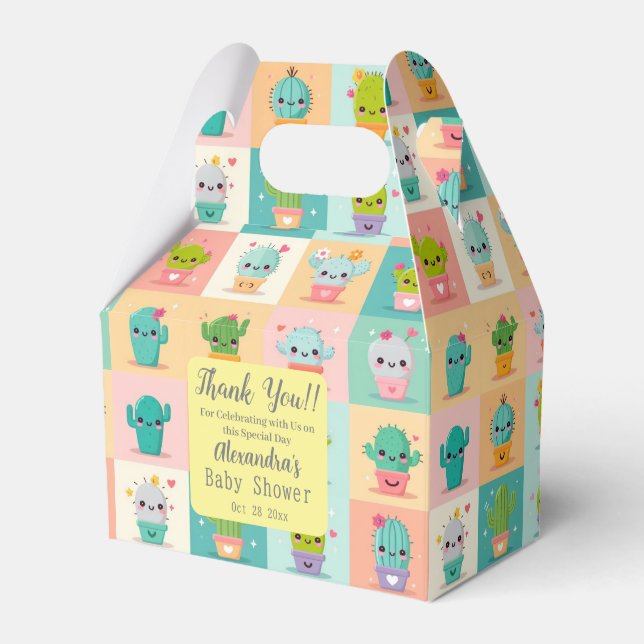 Caja Para Regalos Cactus Kawaii Baby Shower (Front Side)