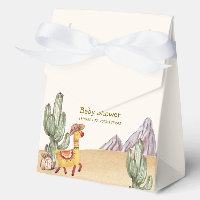Caja Para Regalos Cactus Llama Cowboy Baby Shower (Anverso)