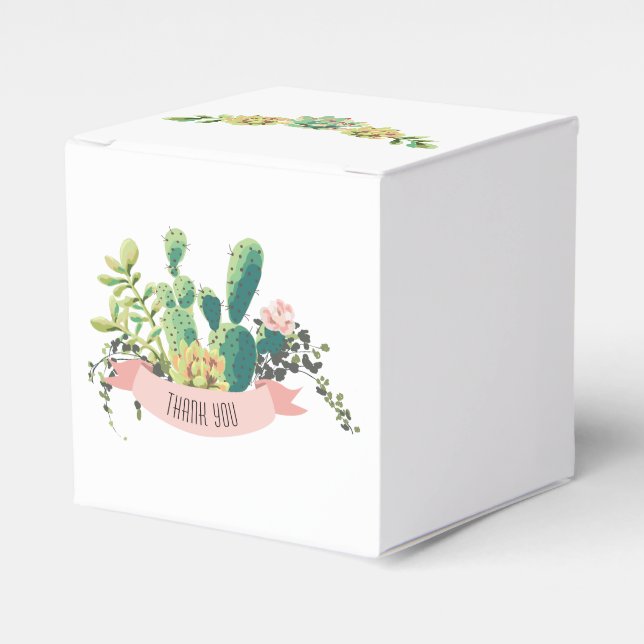 Caja Para Regalos Cactus Suculento Boho Rústico (Costado Anverso)
