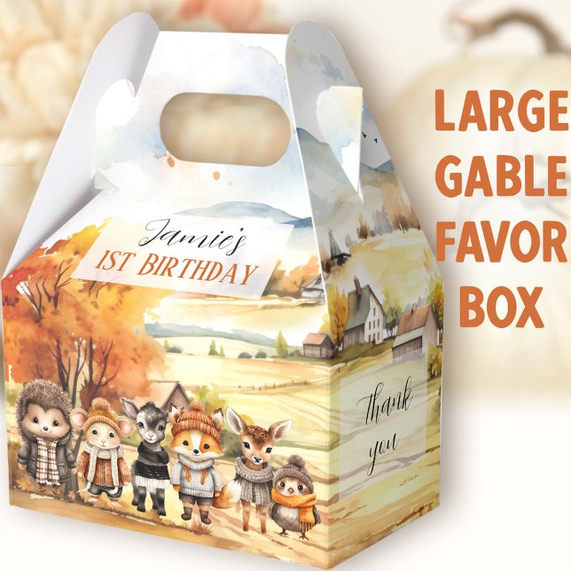 Caja Para Regalos Caer Animales De Woodland Cute Cumpleaños Grande G (Woodland Animals Large Gable Favor Boxes - You can choose from 3 sizes of these gable favor boxes)