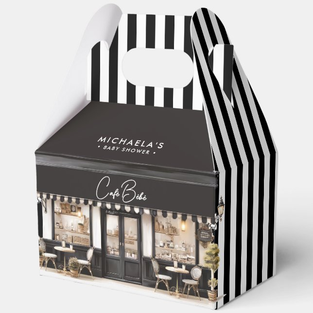 Caja Para Regalos Café Bébé Black & White Paris Baby Shower (Anverso)