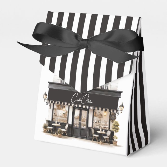 Caja Para Regalos Café Black & White Paris Cumpleaños (Front Side)