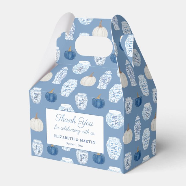 Caja Para Regalos Caída Chinoiserie Calabazas azules ducha de matrim (Front Side)