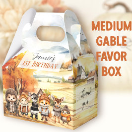 Caja Para Regalos Caída de animales de Woodland Cute Cumpleaños Medi