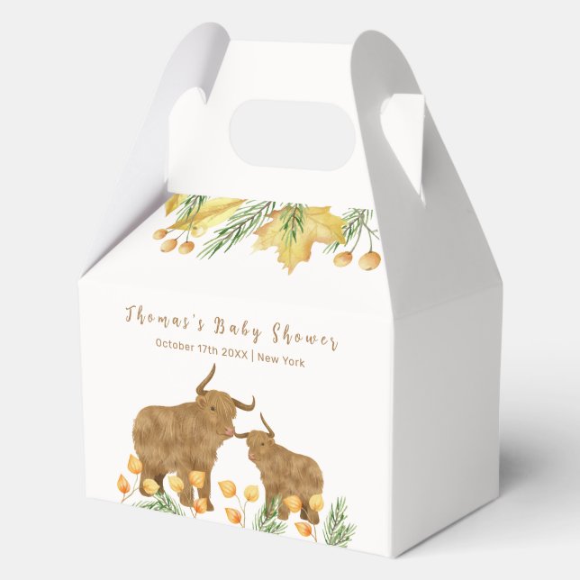 Caja Para Regalos Caída Rustic Boho Highland Cow Baby Shower (Anverso)