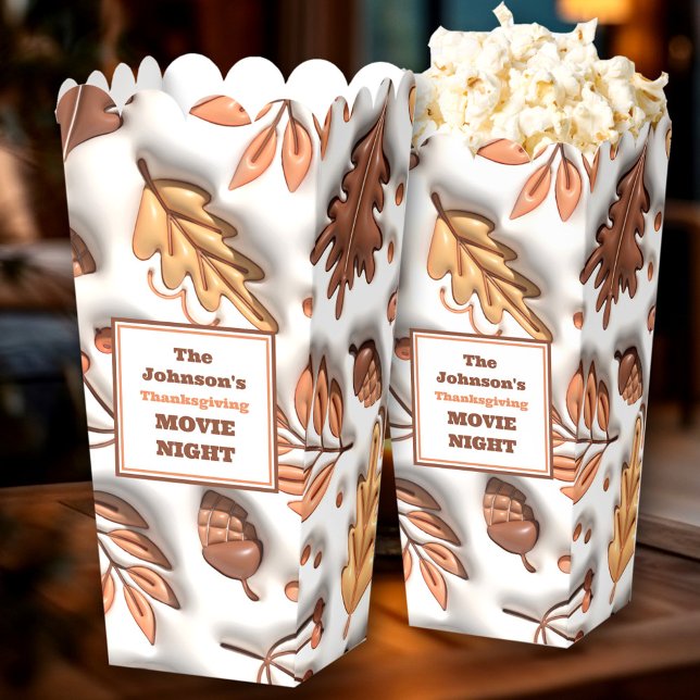 Caja Para Regalos Caída Sale De Acción De Gracias Película Noche De  (Fall Leaves Thanksgiving Name Movie Night Popcorn Favor Boxes)