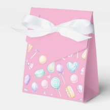 "Caja de Favor de Corazón y Globo Pastel Rosa"