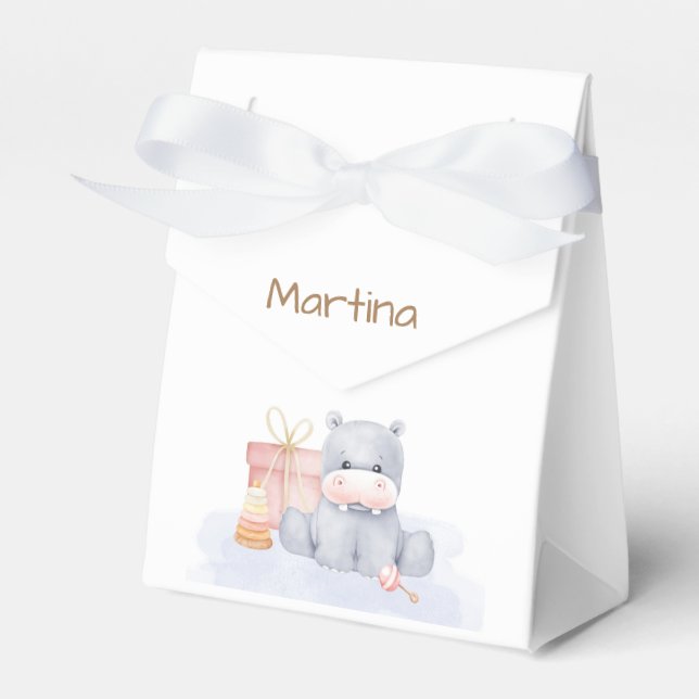Caja Para Regalos Cajita personalizada Hipopótamo Gris (Front Side)