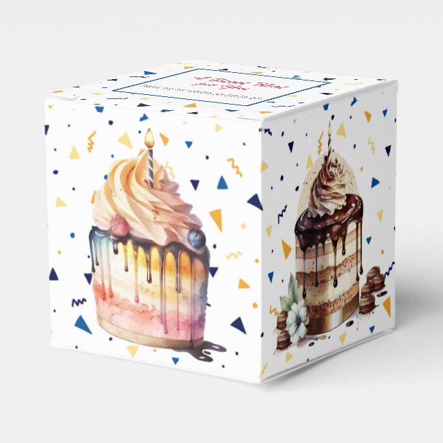 Caja Para Regalos Cakes and Confetti FavBox (Costado Anverso)