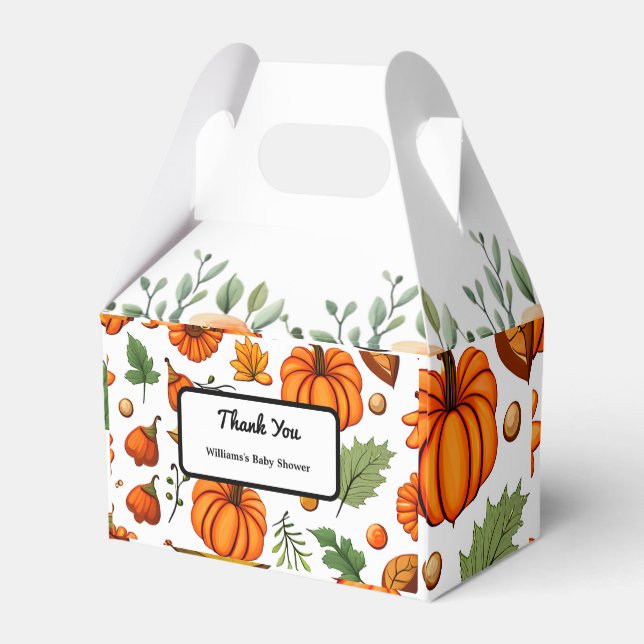 Caja Para Regalos Calabaza Autumn Baby Shower Favorito Box (Reverso)