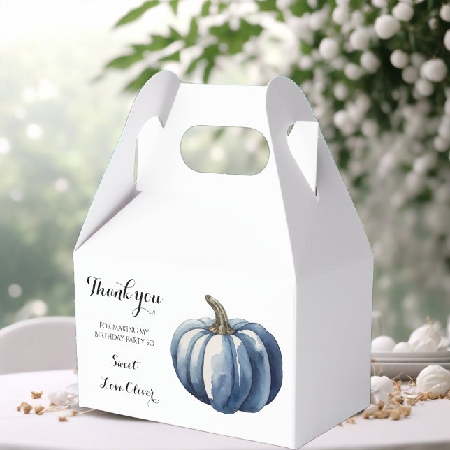 Caja Para Regalos Calabaza azul acuarela Boho Baby Boy Shower (Subido por el creador)